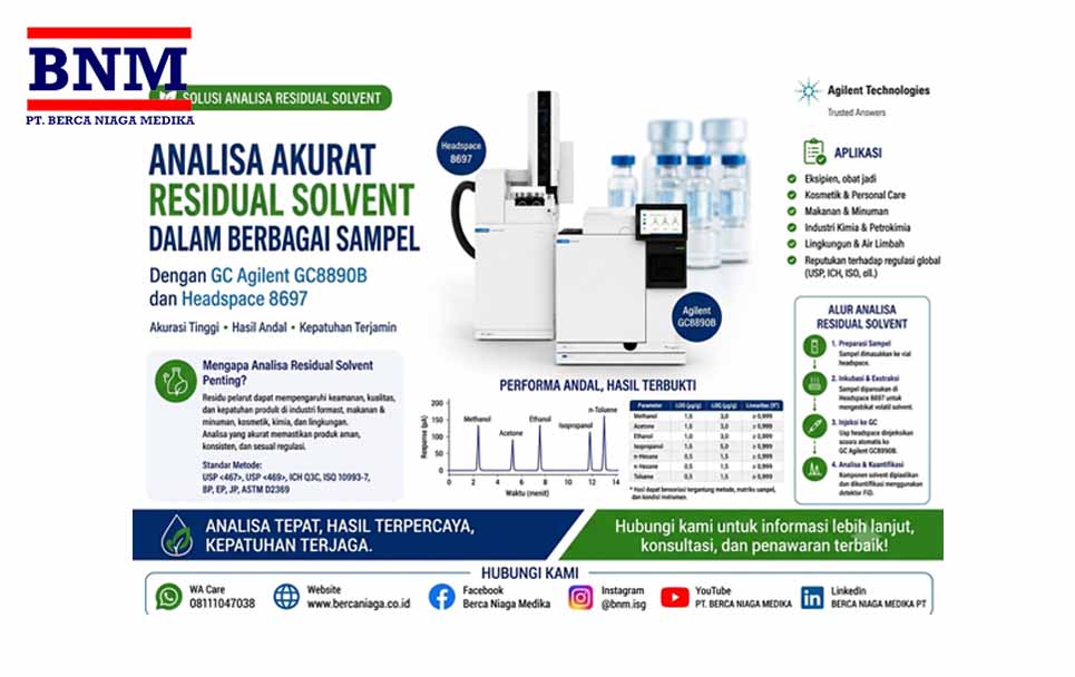 Analisa Akurat Residual Solvent dalam Berbagai Sample dengan Agilent GC 8890B dan Headspace 8697